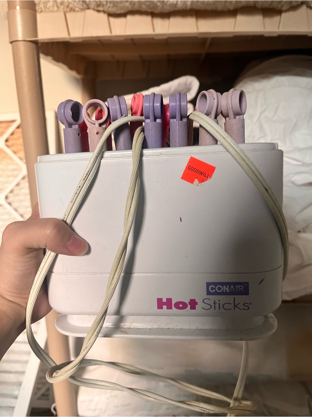 Hot Sticks Hair Roller Set - White with Purple/Pink Rollers